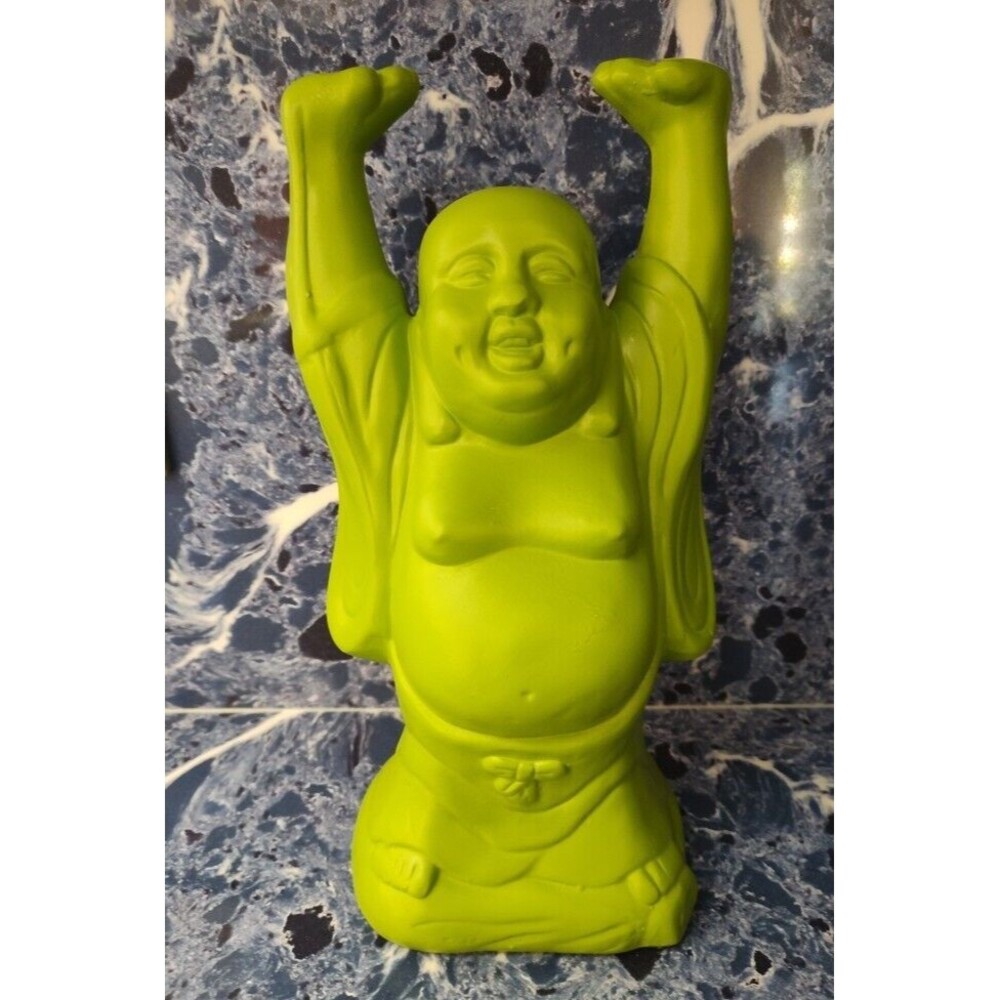 Seventh Sense 12" Tall Yellowish Green Happy Smiling Buddha Statue